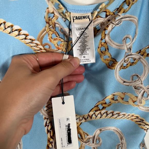 L'AGENCE Light Blue Chain Print Swimsuit - Picture 2 of 8